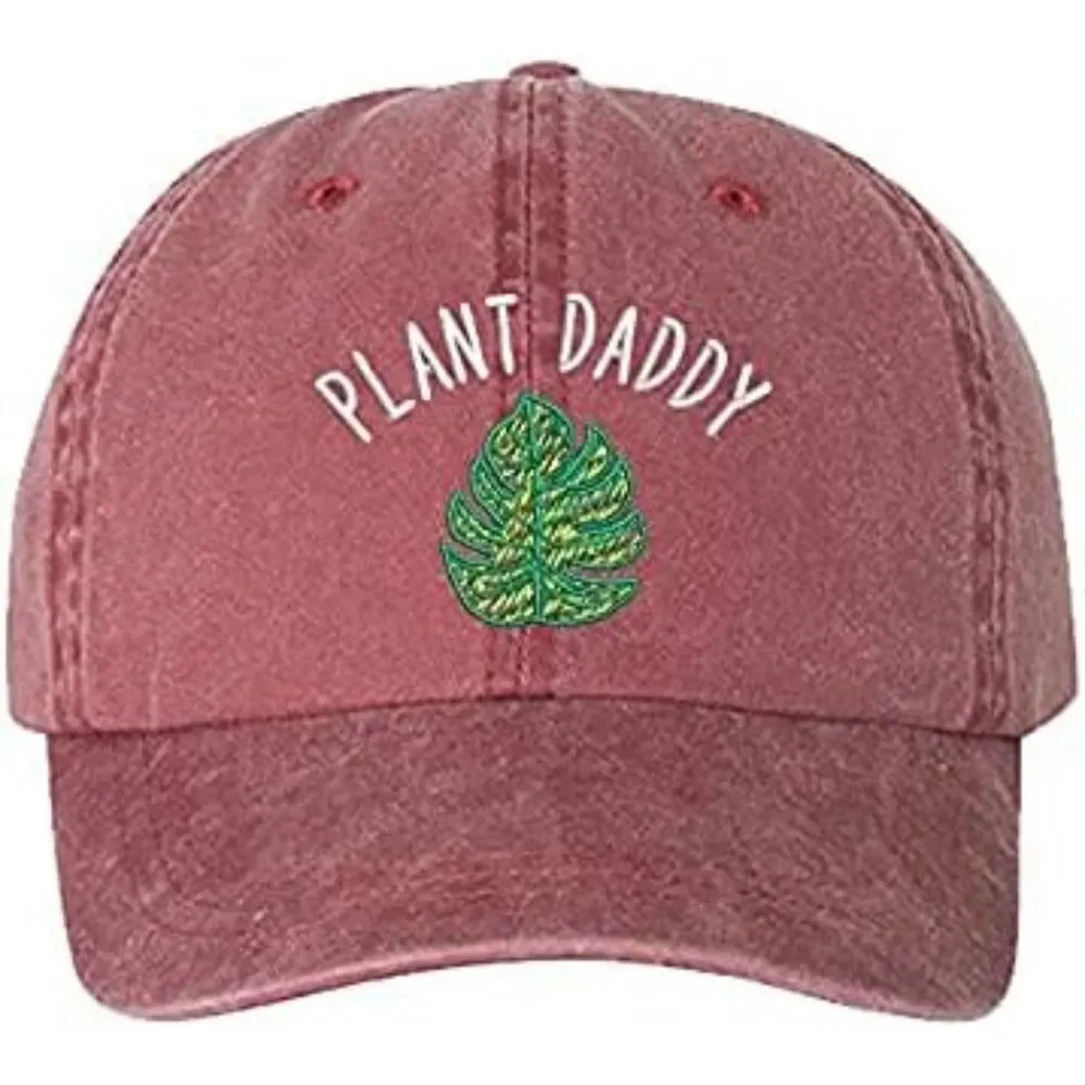 Unisex Wine 100% Cotton Plant Daddy Embroidered Adjustable Classic Baseball Cap